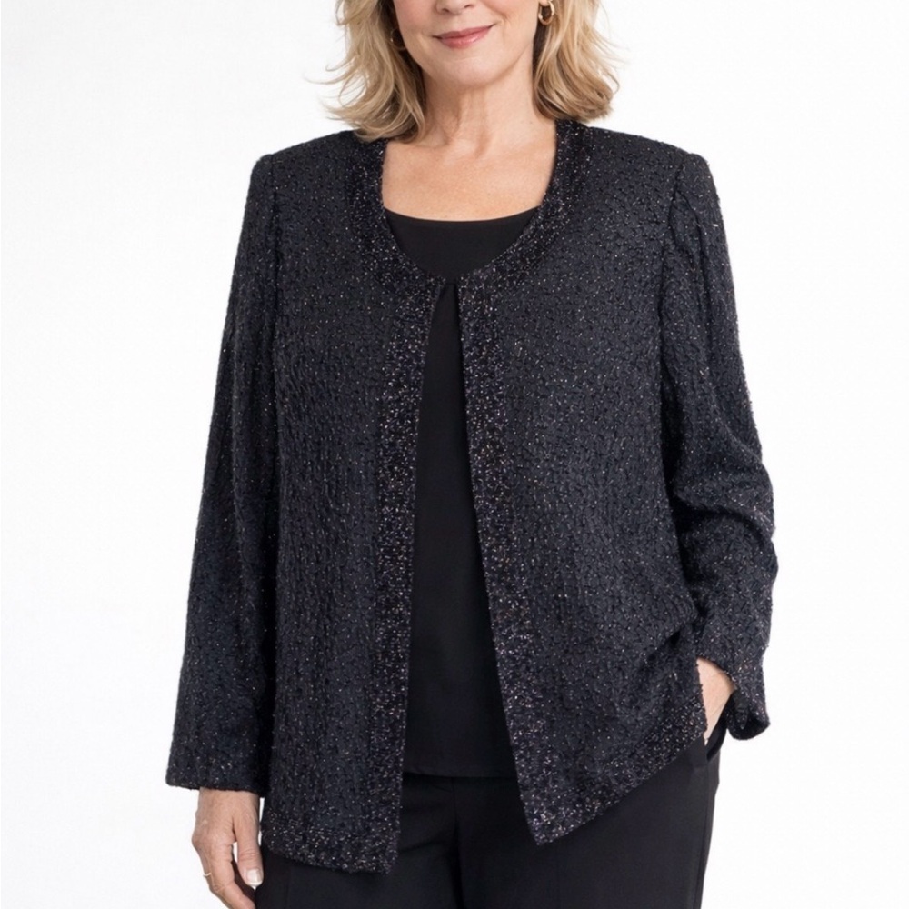 Laurence Kazar Vintage Beaded Cardigan Black Size M